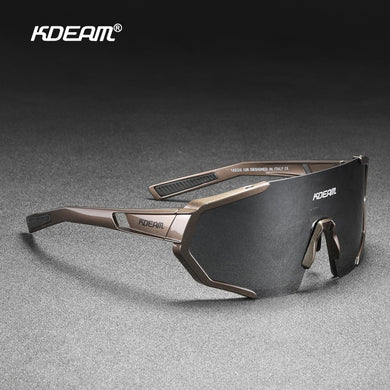 KDEAM Shatterproof TR90 Active Polarized Sunglasses Men Ultra-grip Rubber Nose Multilayer Mirror Lens + Clear Lens KD0802