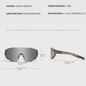 KDEAM Shatterproof TR90 Active Polarized Sunglasses Men Ultra-grip Rubber Nose Multilayer Mirror Lens + Clear Lens KD0802