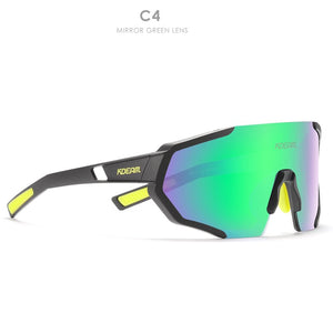 KDEAM Shatterproof TR90 Active Polarized Sunglasses Men Ultra-grip Rubber Nose Multilayer Mirror Lens + Clear Lens KD0802