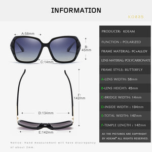 KDEAM Shiny For Women Sunglasses Polarized Butterfly Diamond Designer Sun Glasses Female UV-protected and Box
