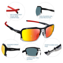 Load image into Gallery viewer, KDEAM Square Polarized Sunglasses Men Design Sports Style Sun Glasses Lightweight Durable TR90 Frame UV400 Goggles A55