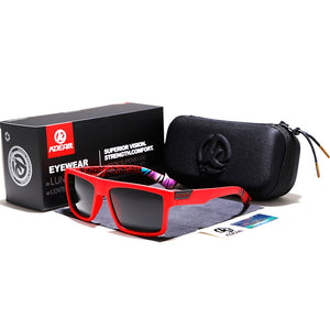 KDEAM Straight Topline Rectangle Polarized Sunglasses Men Brand's Signature Sun Glasses Sport Shades Includes Protective Case