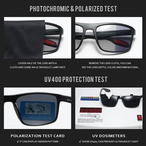 KDEAM Ultra Light Rectangular Photochromic Sunglasses Men Polarized TAC 1.1mm Thickness Lens UV400 Sun Glasses Women Cat.3 CE