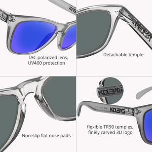 KDEAM Unbreakable Polarized Sunglasses Light Weight  TR90 Square Fishing Shades With Free Box