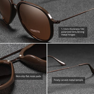 KDEAM Unique Pilot Sunglasses Men Polarized UV400 Sun Glasses Double Bridge Metal Temples Shades Lens Category 3