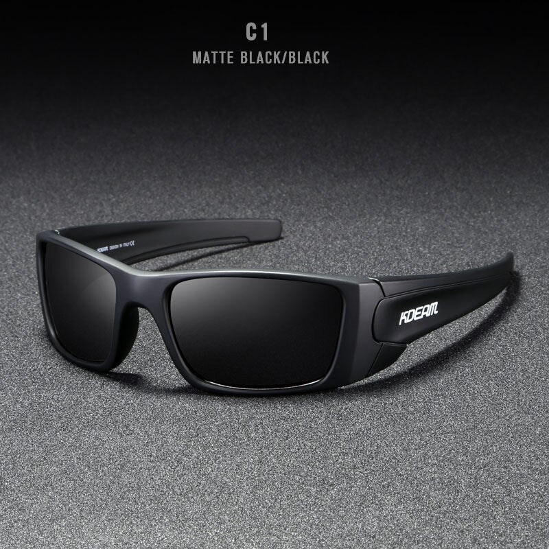 KDEAM Unisex Rectangular Polarized Sunglasses for Men Running Climbing Sports Sun Glasses Real Coated Lens TR90 Frame