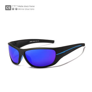 KDEAM Wrap Around Unbreakable TR90 Sport Sunglasses Man Polarized Urtra Light Weight Night Vision Goggle Mirror Quality With Box