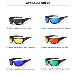 KDEAM Wrap Around Unbreakable TR90 Sport Sunglasses Man Polarized Urtra Light Weight Night Vision Goggle Mirror Quality With Box