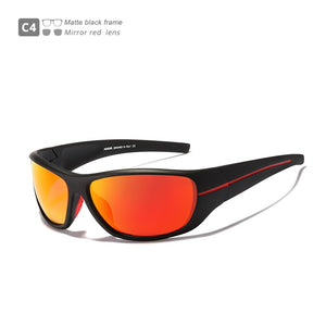 KDEAM Wrap Around Unbreakable TR90 Sport Sunglasses Man Polarized Urtra Light Weight Night Vision Goggle Mirror Quality With Box