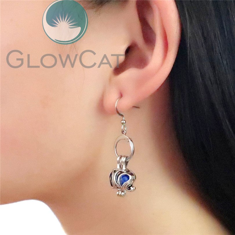KE47 Elephant Dangle Earrings Beads Cage Perfume Essential Oil Diffuser Stone Pearl Cage Locket Drop Earring Brinco