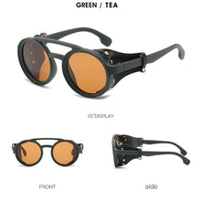Load image into Gallery viewer, KEITHION Vintage SteamPunk Punk Style Round Polarized Sunglasses Leather Side Shield Brand Design Gradient Sun Glasses