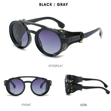 Load image into Gallery viewer, KEITHION Vintage SteamPunk Punk Style Round Polarized Sunglasses Leather Side Shield Brand Design Gradient Sun Glasses