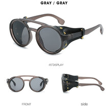 Load image into Gallery viewer, KEITHION Vintage SteamPunk Punk Style Round Polarized Sunglasses Leather Side Shield Brand Design Gradient Sun Glasses