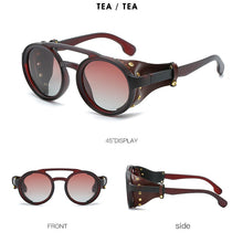 Load image into Gallery viewer, KEITHION Vintage SteamPunk Punk Style Round Polarized Sunglasses Leather Side Shield Brand Design Gradient Sun Glasses