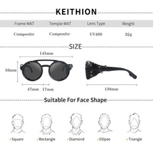 Load image into Gallery viewer, KEITHION Men Steampunk Goggles Sunglasses Women Retro Shades Leather With Side Shields Style Round Sun Glasses UV400