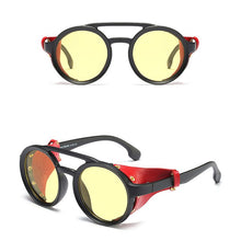 Load image into Gallery viewer, KEITHION Men Steampunk Goggles Sunglasses Women Retro Shades Leather With Side Shields Style Round Sun Glasses UV400