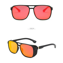 Load image into Gallery viewer, KEITHION   Retro SteamPunk Sunglasses Women Brand Designer Side Mesh Round Punk sunglasses men Red Grey Lens UV400