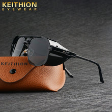 Load image into Gallery viewer, KEITHION   Retro SteamPunk Sunglasses Women Brand Designer Side Mesh Round Punk sunglasses men Red Grey Lens UV400