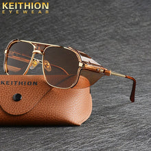 Load image into Gallery viewer, KEITHION   Retro SteamPunk Sunglasses Women Brand Designer Side Mesh Round Punk sunglasses men Red Grey Lens UV400