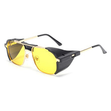 Load image into Gallery viewer, KEITHION   Retro SteamPunk Sunglasses Women Brand Designer Side Mesh Round Punk sunglasses men Red Grey Lens UV400
