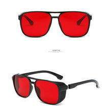 Load image into Gallery viewer, KEITHION   Retro SteamPunk Sunglasses Women Brand Designer Side Mesh Round Punk sunglasses men Red Grey Lens UV400