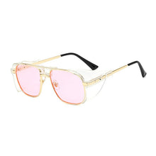 Load image into Gallery viewer, KEITHION   Retro SteamPunk Sunglasses Women Brand Designer Side Mesh Round Punk sunglasses men Red Grey Lens UV400
