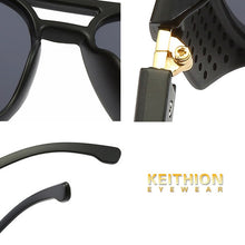 Load image into Gallery viewer, KEITHION   Retro SteamPunk Sunglasses Women Brand Designer Side Mesh Round Punk sunglasses men Red Grey Lens UV400