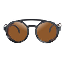 Carica l'immagine nel visualizzatore di Gallery, KEITHION Steampunk Style Round Vintage Sunglasses Retro Eyewear For Men Women With Leather Side Glasses UV400