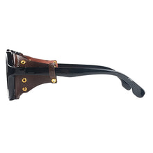 Carica l'immagine nel visualizzatore di Gallery, KEITHION Steampunk Style Round Vintage Sunglasses Retro Eyewear For Men Women With Leather Side Glasses UV400