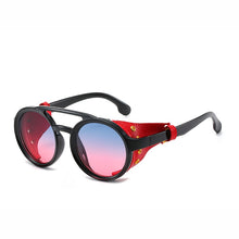 Carica l'immagine nel visualizzatore di Gallery, KEITHION Steampunk Style Round Vintage Sunglasses Retro Eyewear For Men Women With Leather Side Glasses UV400