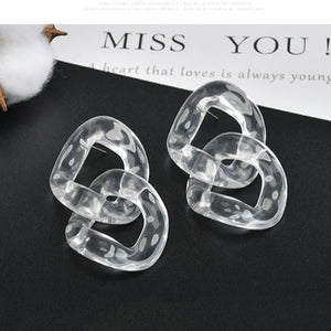 DIY handmade homemade transparent acrylic hole shaped chain STUD earrings personalized chain earrings accessories