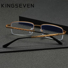 Carica l&#39;immagine nel visualizzatore di Gallery, KINGAEVEN Half Frame Reading Glasses Presbyopic Eyewear Male Female Far sight Glasses With Strength +50+100 To +600