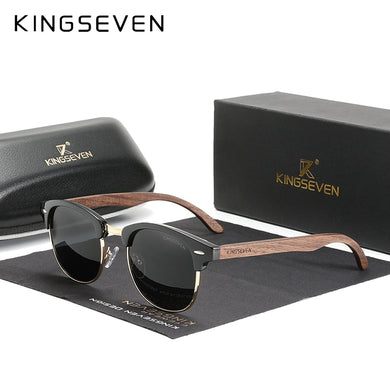 KINGSEVEN 100% Polarized Vintage Men Wooden Sunglasses Wood UV400 Protection Square Sun glasses Women Gafas De sol