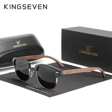 Load image into Gallery viewer, KINGSEVEN 100% Polarized Vintage Men Wooden Sunglasses Wood UV400 Protection Square Sun glasses Women Gafas De sol