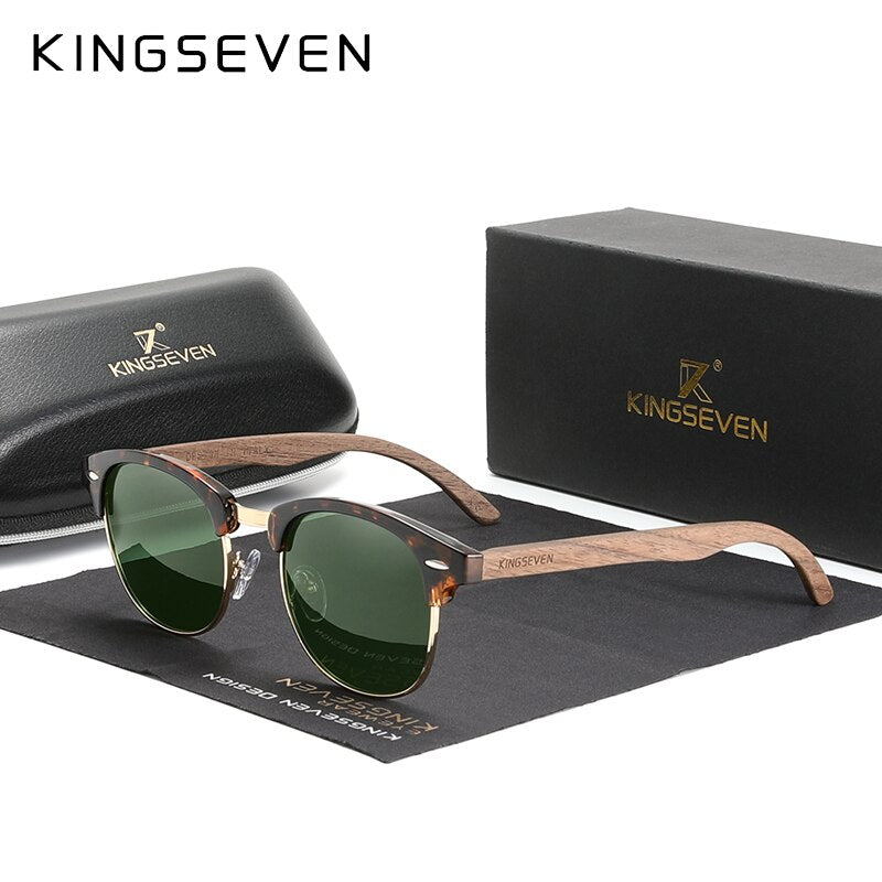 KINGSEVEN 100% Polarized Vintage Men Wooden Sunglasses Wood UV400 Protection Square Sun glasses Women Gafas De sol