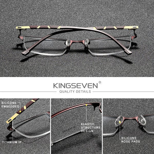 KINGSEVEN 2023 DESIGN Men Titanium Alloy Glasses Frame Male Square Ultralight Eye Myopia Prescription Eyeglasses