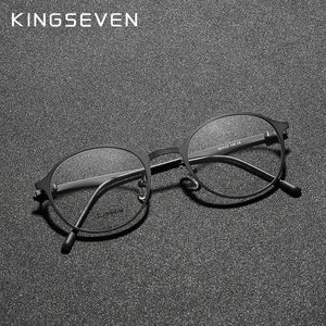 KINGSEVEN 2023 Round Titanium Optical Lenses Glasses Frame Men Myopia Women Prescription Glasses Eyeglasses Male Metal Eyewear