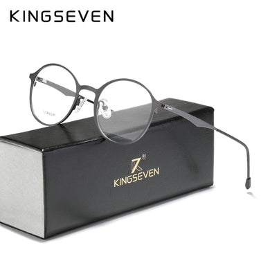 KINGSEVEN 2023 Round Titanium Optical Lenses Glasses Frame Men Myopia Women Prescription Glasses Eyeglasses Male Metal Eyewear