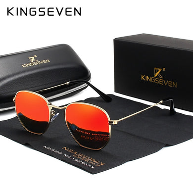 KINGSEVEN 2023 Classic Reflective Sunglasses Men Hexagon Retro Sun glasses Stainless Steel Eyewear Oculos Gafas De Sol Shades