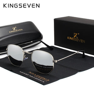 KINGSEVEN 2023 Classic Reflective Sunglasses Men Hexagon Retro Sun glasses Stainless Steel Eyewear Oculos Gafas De Sol Shades
