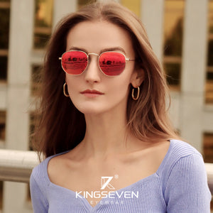 KINGSEVEN 2023 Classic Reflective Sunglasses Men Hexagon Retro Sun glasses Stainless Steel Eyewear Oculos Gafas De Sol Shades