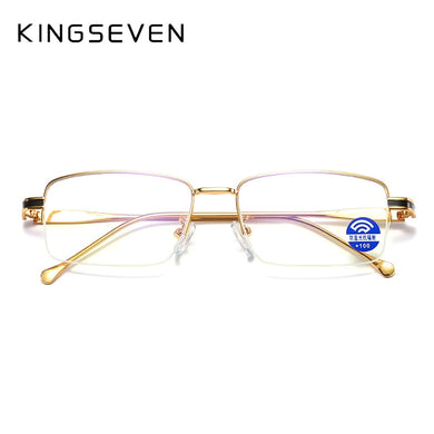 KINGSEVEN 2023 Half Frame Reading Glasses Brushed Reading Glasses Men's Anti-Blu-ray Reading Glasses HD