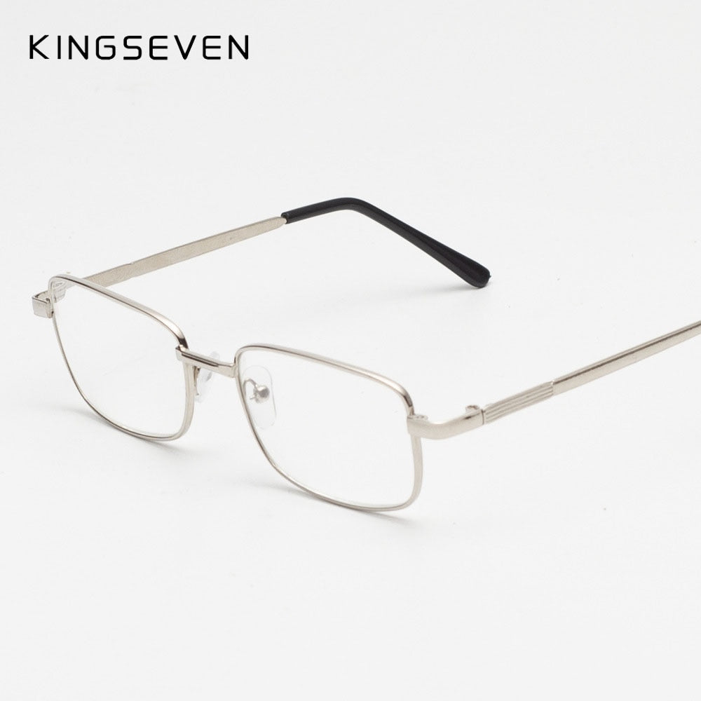 KINGSEVEN 2023 Retro HD Anti-reflective Lens Non-folding Silver Alloy Frame Reading Glasses Old Glasses Wear-resistant Eyewear