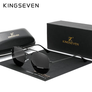 KINGSEVEN Authentic Vintage Sunglasses Men Polarized Women Hexagon Sun Glasses Stainless Steel Lunette De Soleil Femme N7748