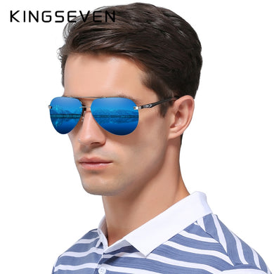 KINGSEVEN BRAND DESIGN Aluminum Pilot Polarized Sunglasses Men Vintage Metal Frame Driving Sunglasses Male Goggles