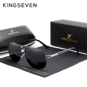 KINGSEVEN BRAND DESIGN Square Men's Polarized Sunglasses Stainless Steel Designer Eyewear Sun glasses Coating Mirror Oculos