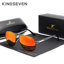 Load image into Gallery viewer, KINGSEVEN BRAND DESIGN Square Men&#39;s Polarized Sunglasses Stainless Steel Designer Eyewear Sun glasses Coating Mirror Oculos
