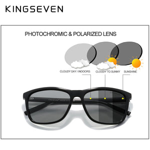 KINGSEVEN Brand Aluminum Frame Sunglasses Men Polarized Pochromic Sun glasses Women's Glasses Accessories