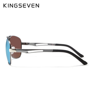 KINGSEVEN occhiali da sole polarizzati classici di marca da uomo guida in alluminio con montatura marrone occhiali da sole occhiali da uomo UV400 Gafas