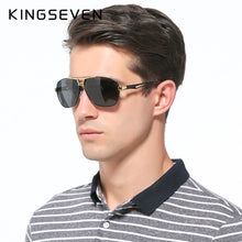Carica l&#39;immagine nel visualizzatore di Gallery, KINGSEVEN occhiali da sole polarizzati classici di marca da uomo guida in alluminio con montatura marrone occhiali da sole occhiali da uomo UV400 Gafas
